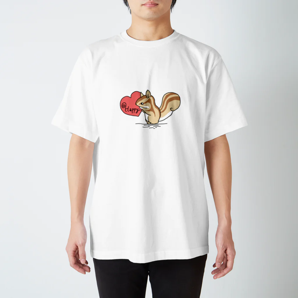 mikakoのHappyハートのシマリス 티셔츠
