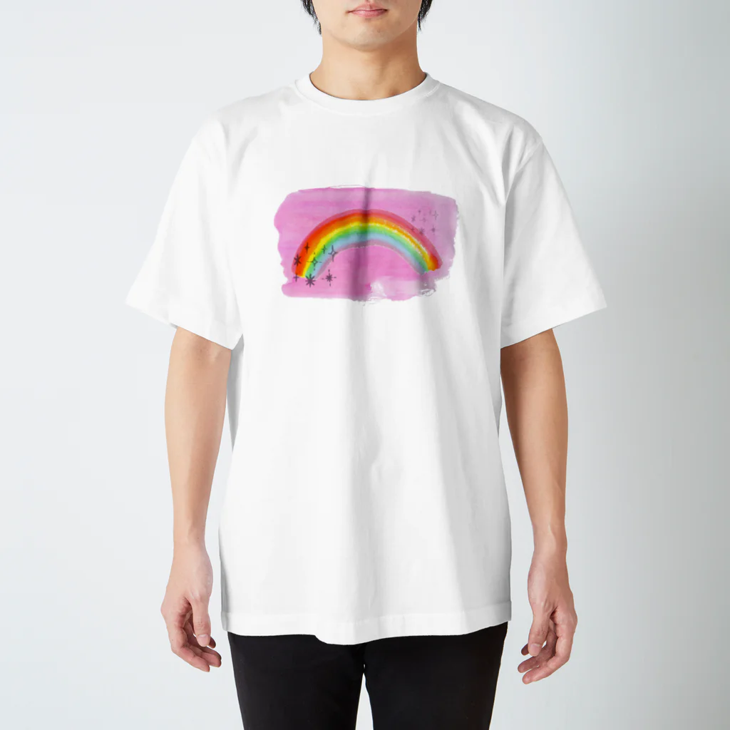 nomumyのピンク空と虹🌈 スタンダードTシャツ