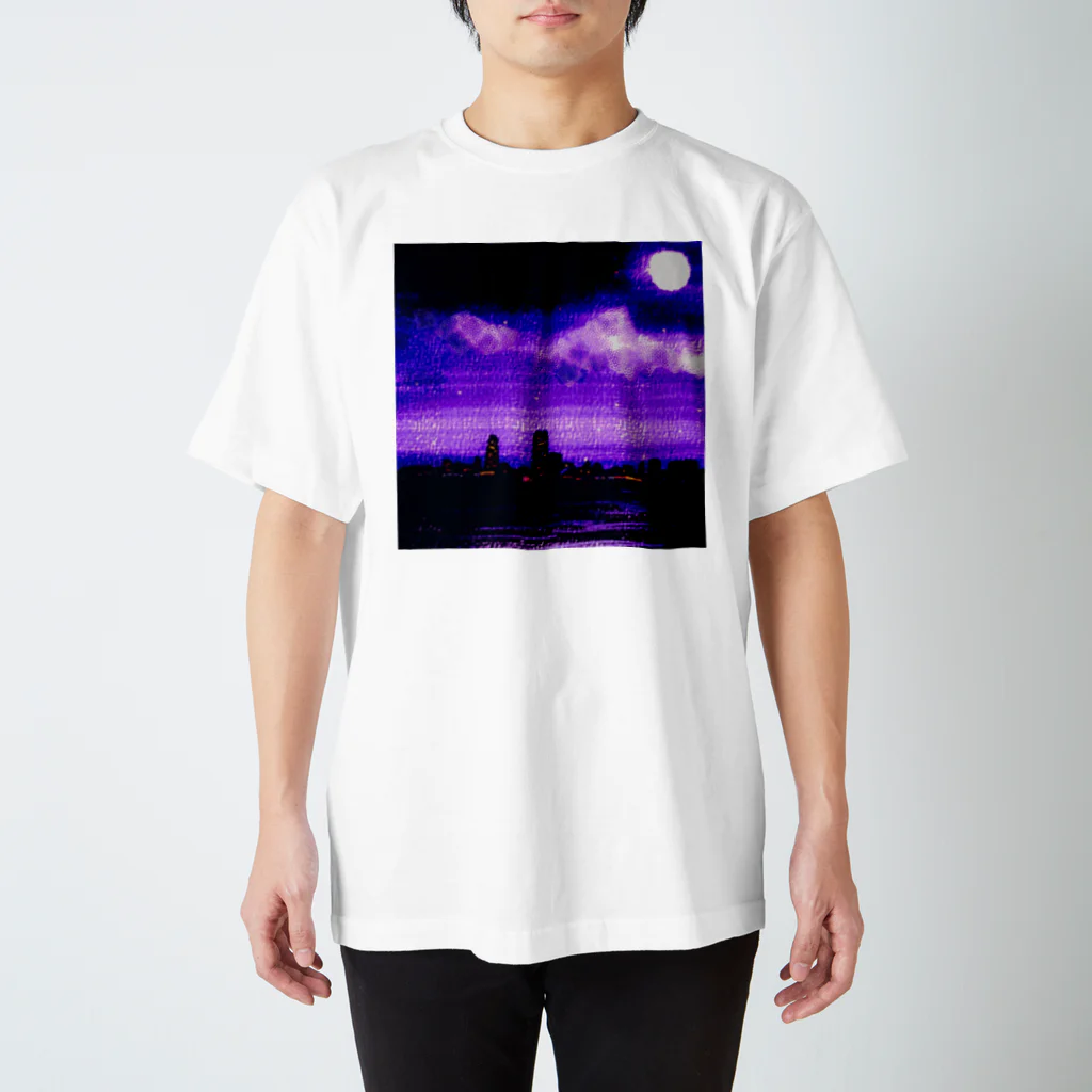 🔳🐄ψΨてんとう虫Ψψ🐄🐝の絵本の夜景 スタンダードTシャツ