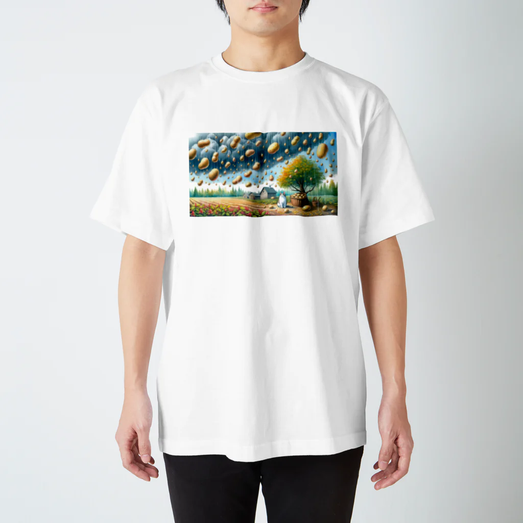 ねこ鉄道の芋降り猫 Regular Fit T-Shirt