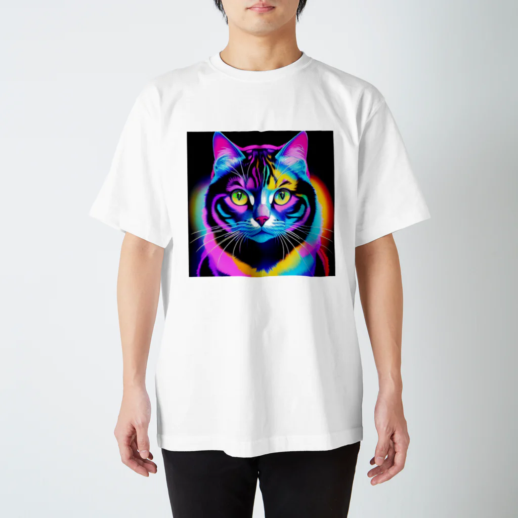 629_CAT_ARTのカラフルサイバーキャット vol2 Regular Fit T-Shirt