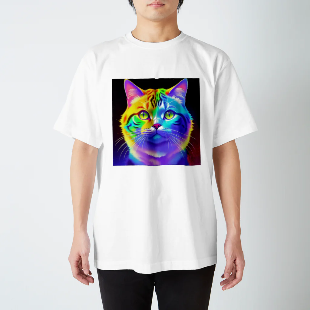 629_CAT_ARTのカラフルサイバーキャット vol3 Regular Fit T-Shirt