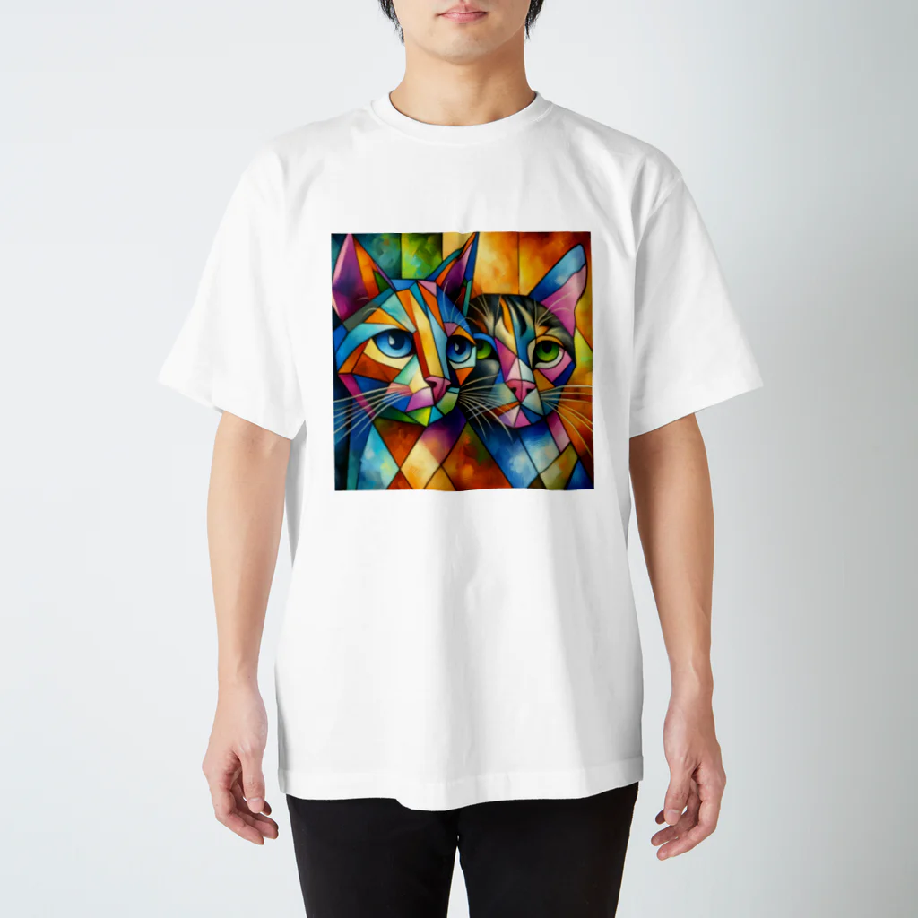 ニャーちゃんショップのピカソが描いたような猫たち Regular Fit T-Shirt