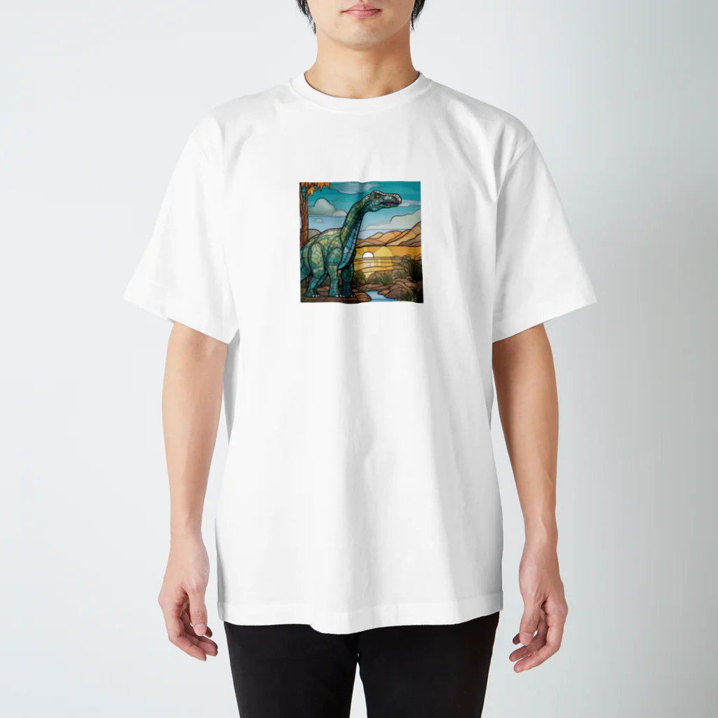 hamuevoのステンドアート・ブラキオサウルス Regular Fit T-Shirt