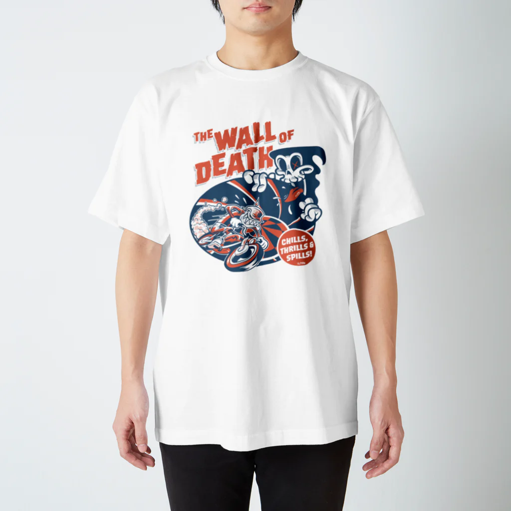 El Pinoのthe Wall of Death : Navy / Red Regular Fit T-Shirt