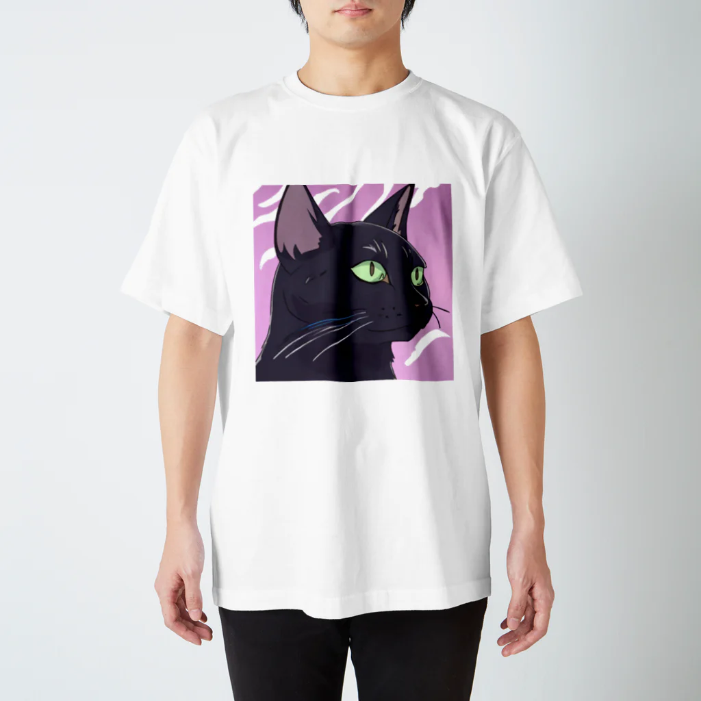 73GTCのかっこいい黒猫3 スタンダードTシャツ