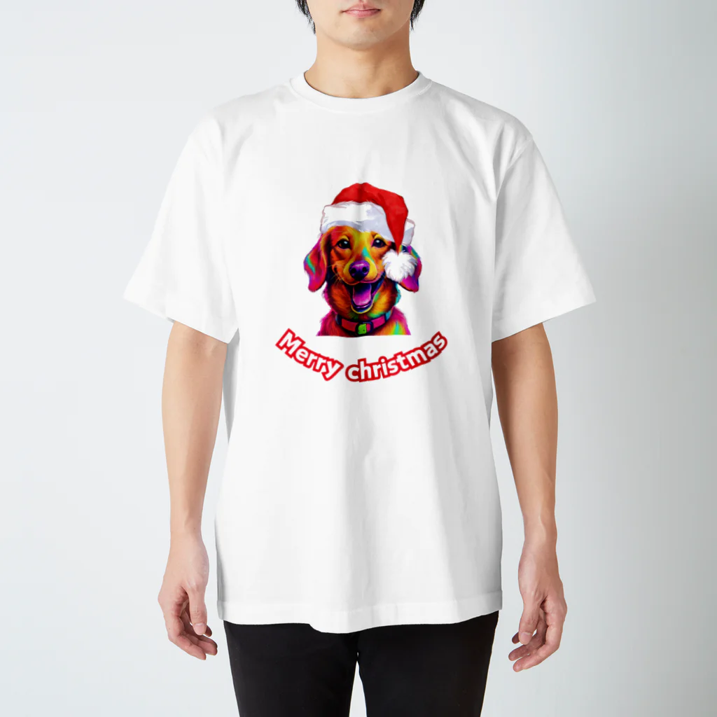 wawmplansのミニチュアダックスフンド　メリークリスマス スタンダードTシャツ