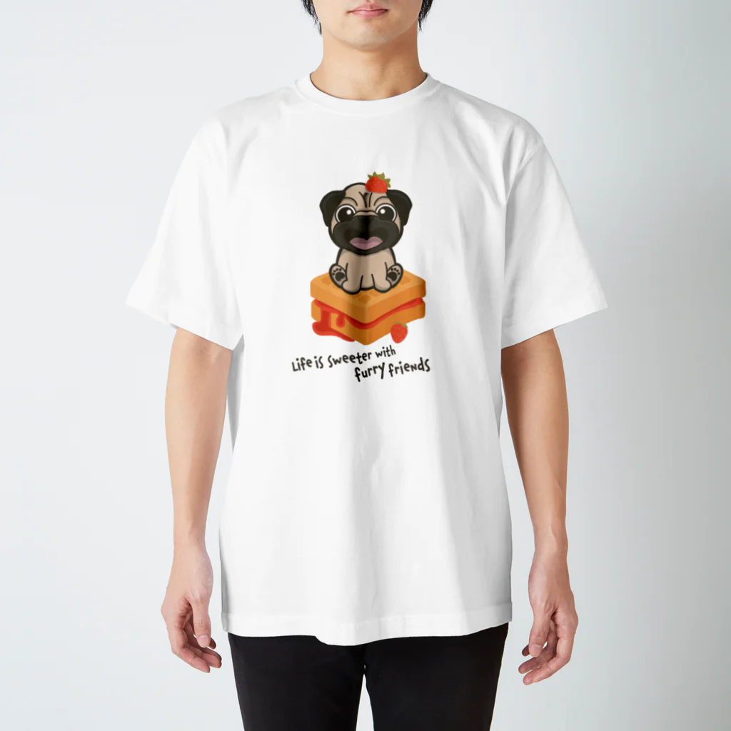 Pawsome Islandのパグと一緒に楽しむデザートの世界！ スタンダードTシャツ