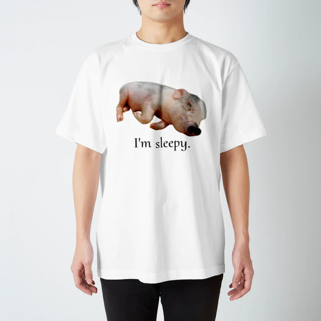 マイクロブタのまっはくんのI'm sleepy. スタンダードTシャツ