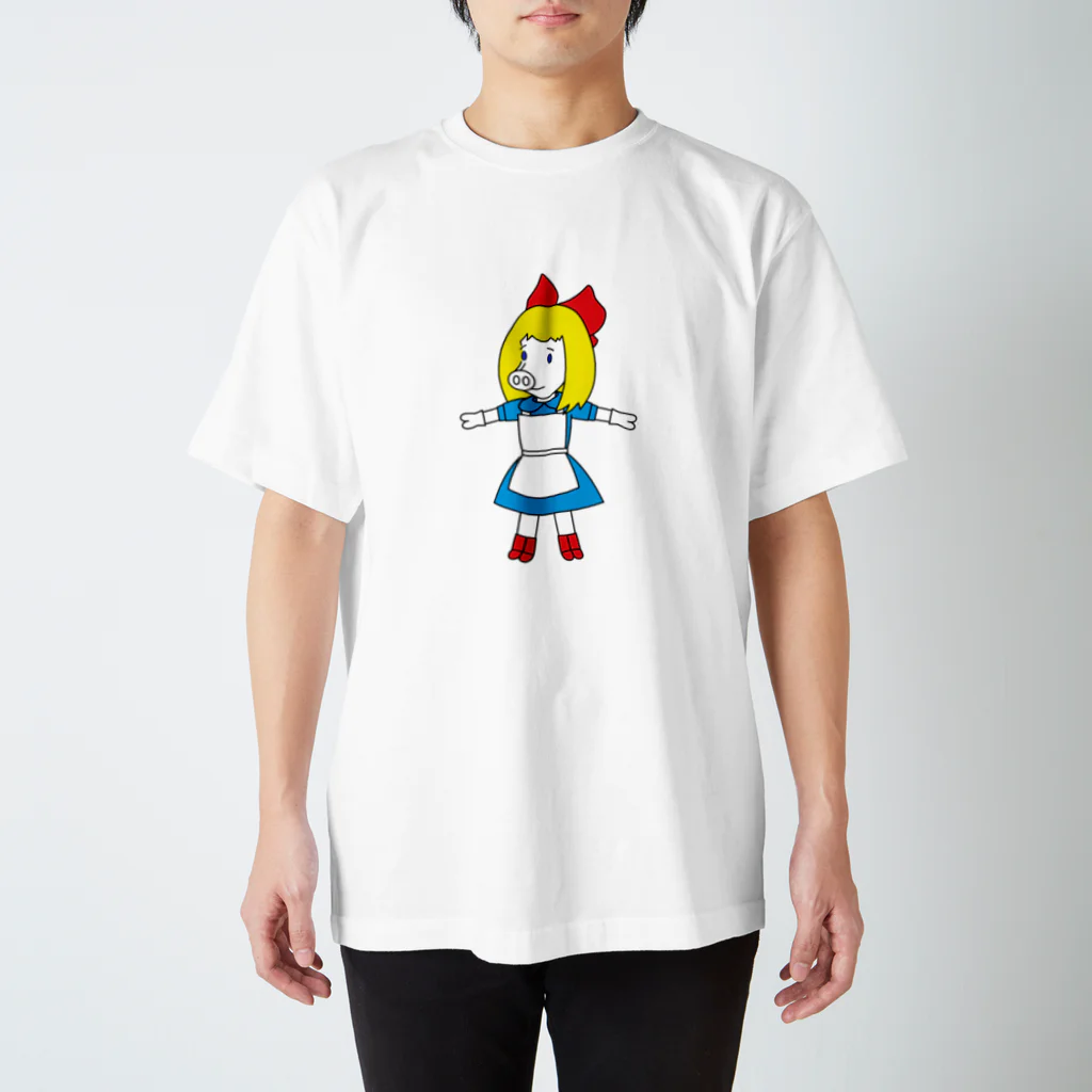 豚人イラストのパンダ武島のスマイリーピッグガール Regular Fit T-Shirt