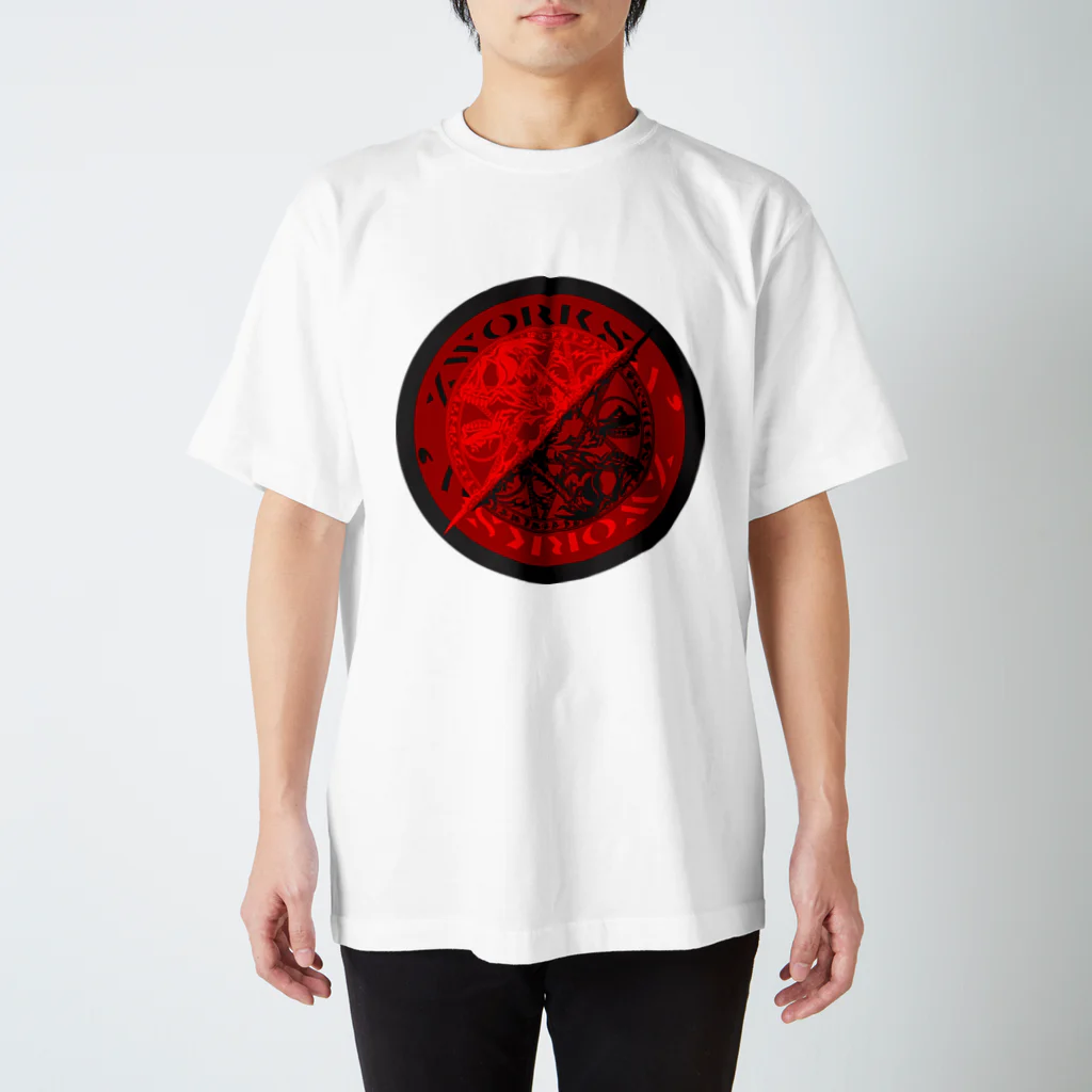 Ａ’ｚｗｏｒｋＳのTRIBALCROSS REVERSE RED&BLK Regular Fit T-Shirt