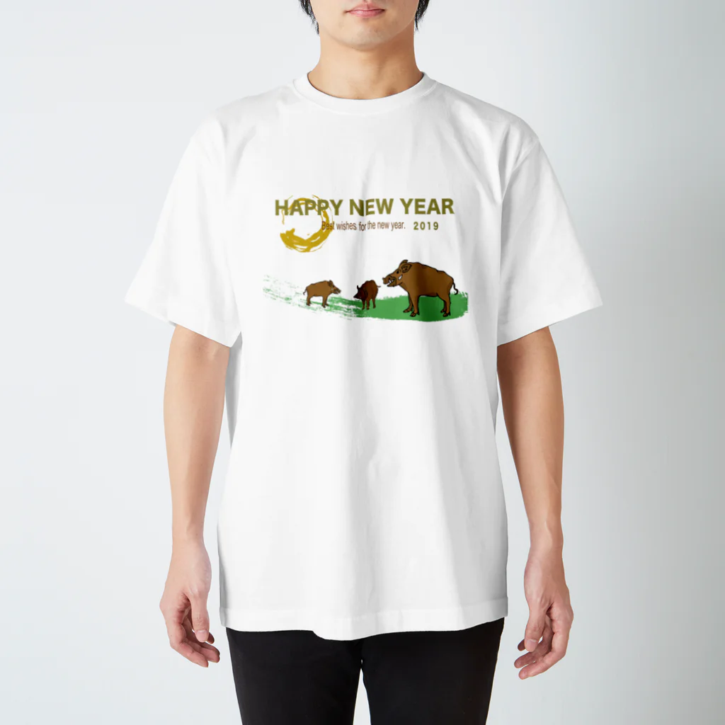 ジルトチッチのデザインボックスの2019亥年の猪のイラスト年賀状イノシシ スタンダードTシャツ