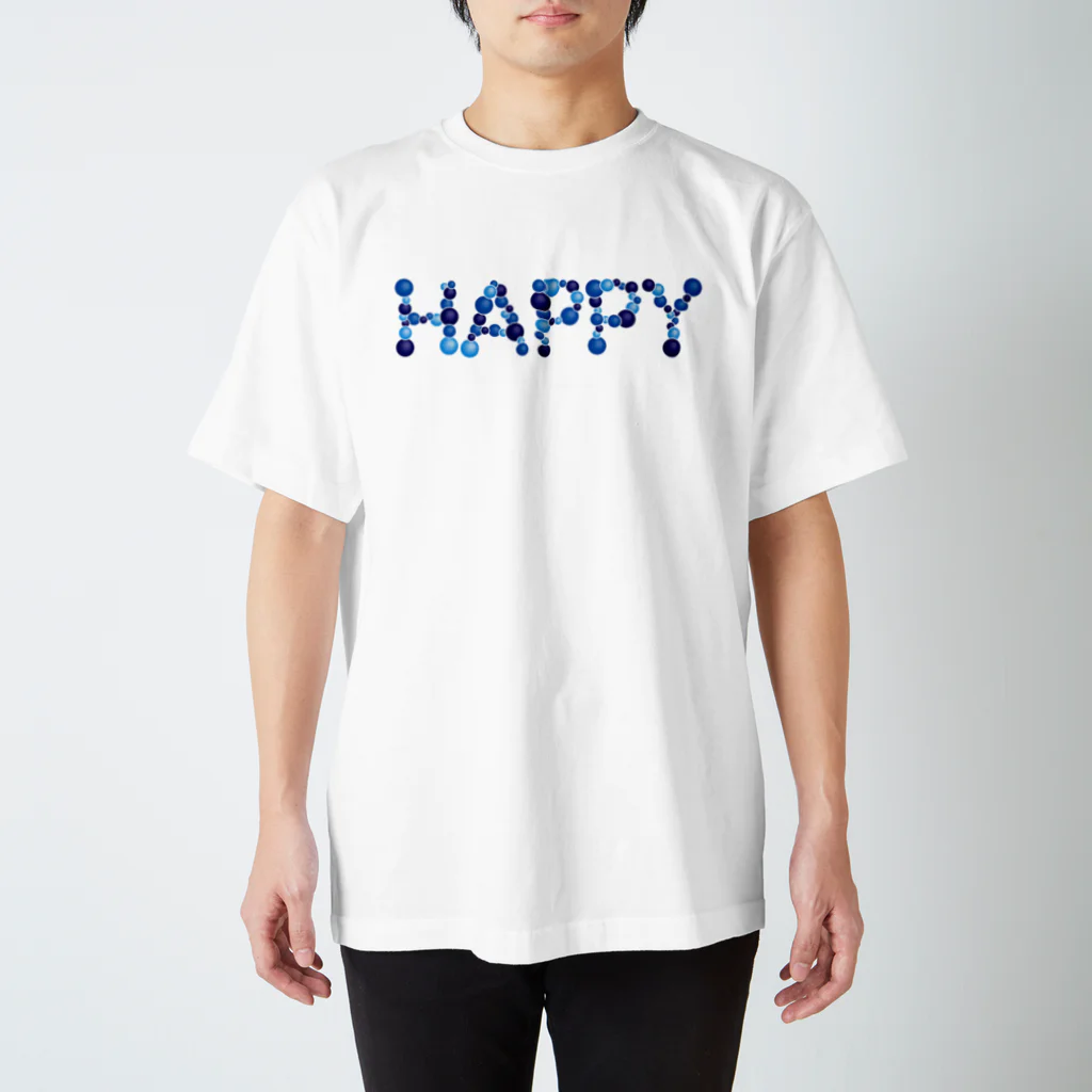 junichi-goodsのバルーン文字「HAPPY」（青色系） スタンダードTシャツ