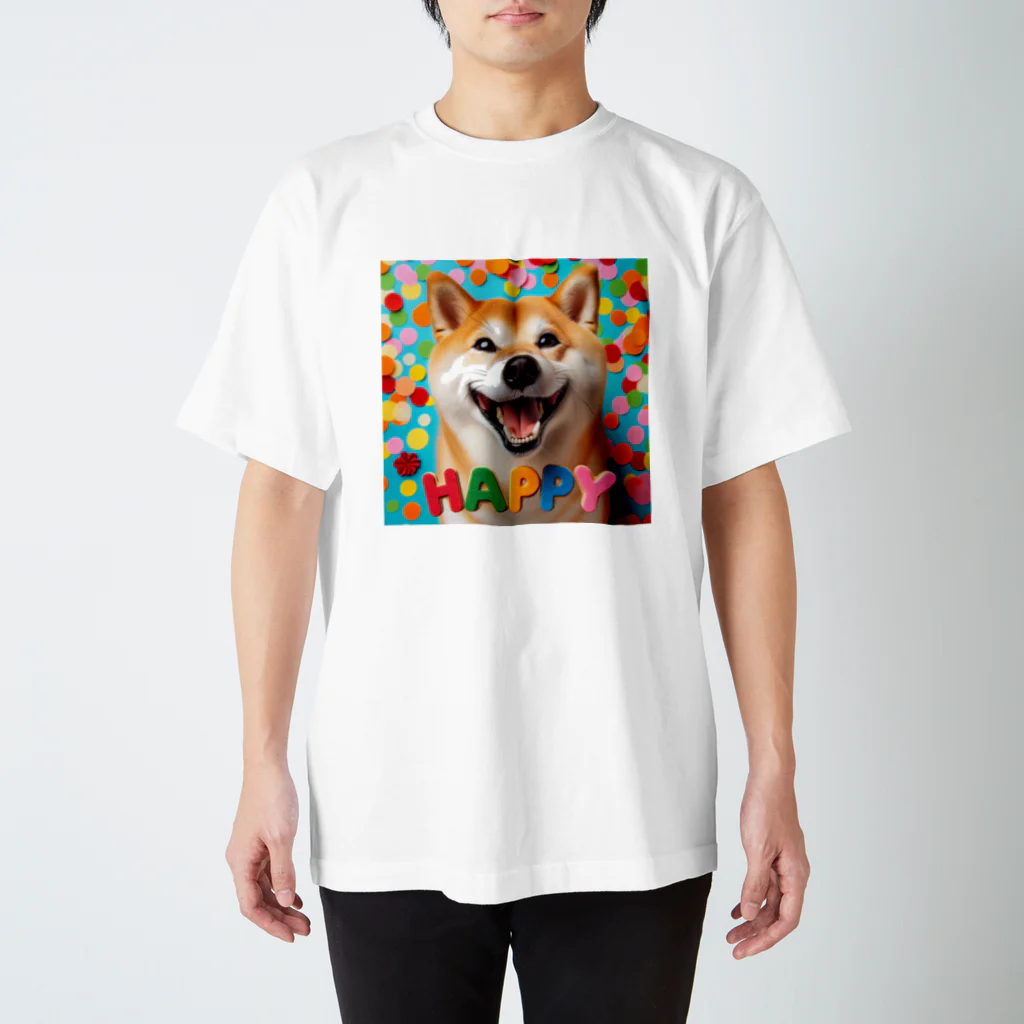 ANTARESの今日もハッピーな柴犬 Regular Fit T-Shirt