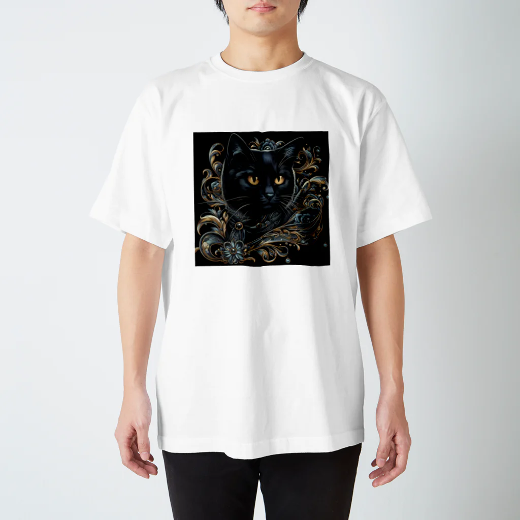 blacktomatoのオシャレな黒猫 スタンダードTシャツ