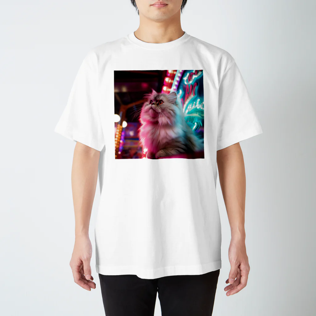 ネオンストリートANIMALのペルシャ猫#3【ネオンストリートcat】 スタンダードTシャツ