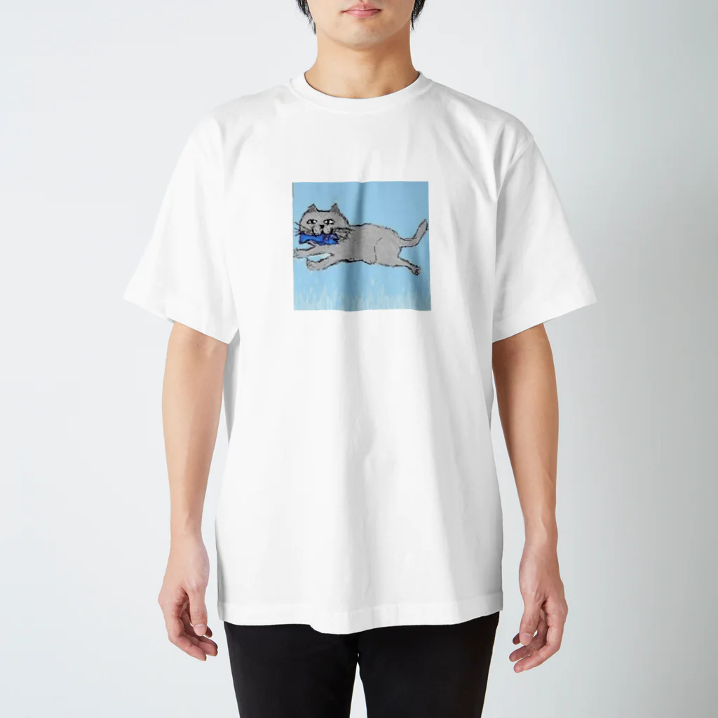 アトリエ英のお魚くわえたドラねこ スタンダードTシャツ