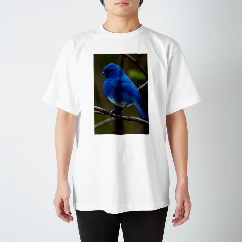 モノクロの青の鳥 スタンダードTシャツ