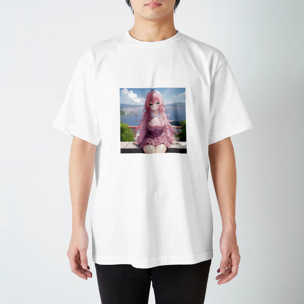 ゆう(AIイラスト)の旅行で記念写真 Regular Fit T-Shirt