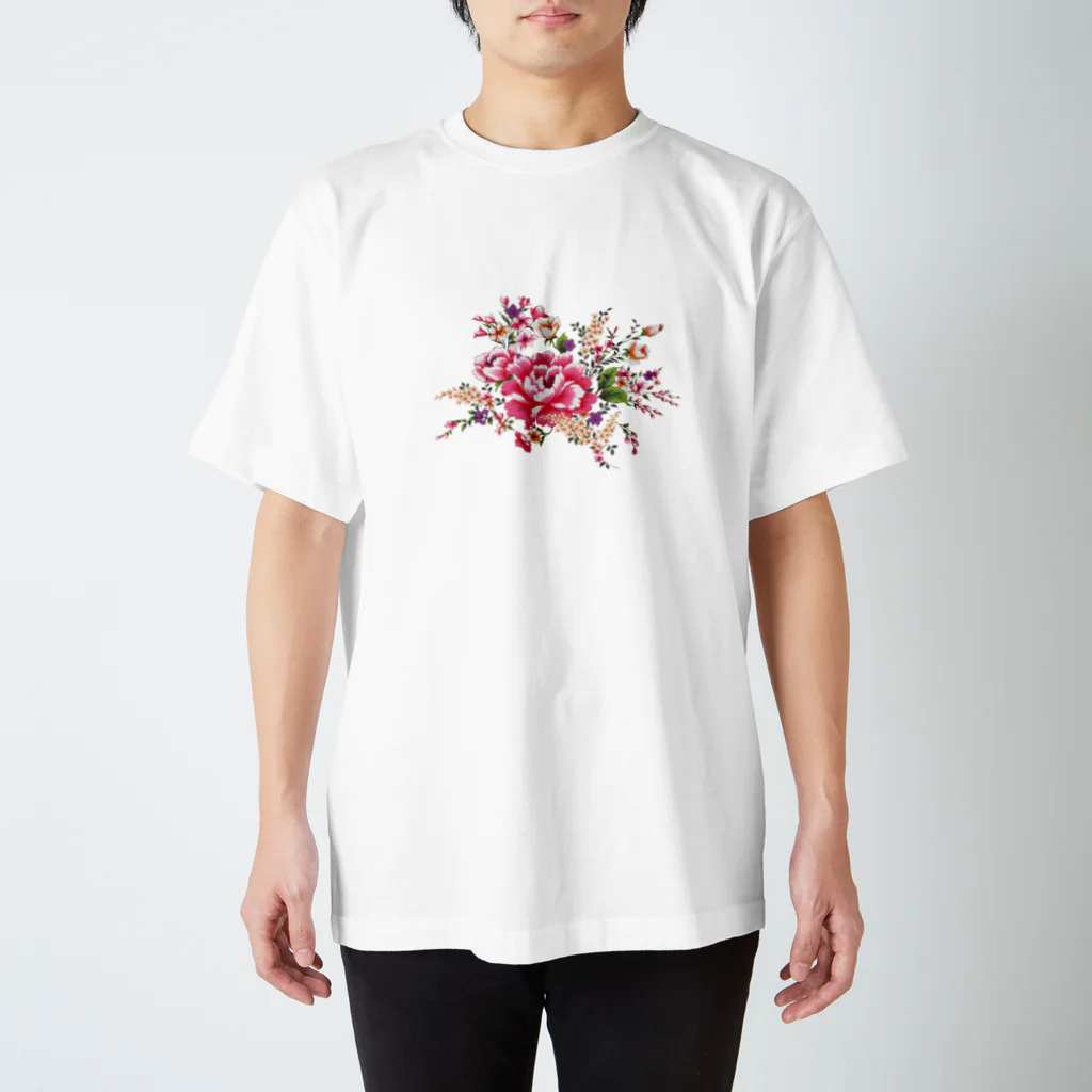 Love taiwanの台湾の伝統的な花柄 (牡丹ピンク) / スタンダードTシャツ Regular Fit T-Shirt