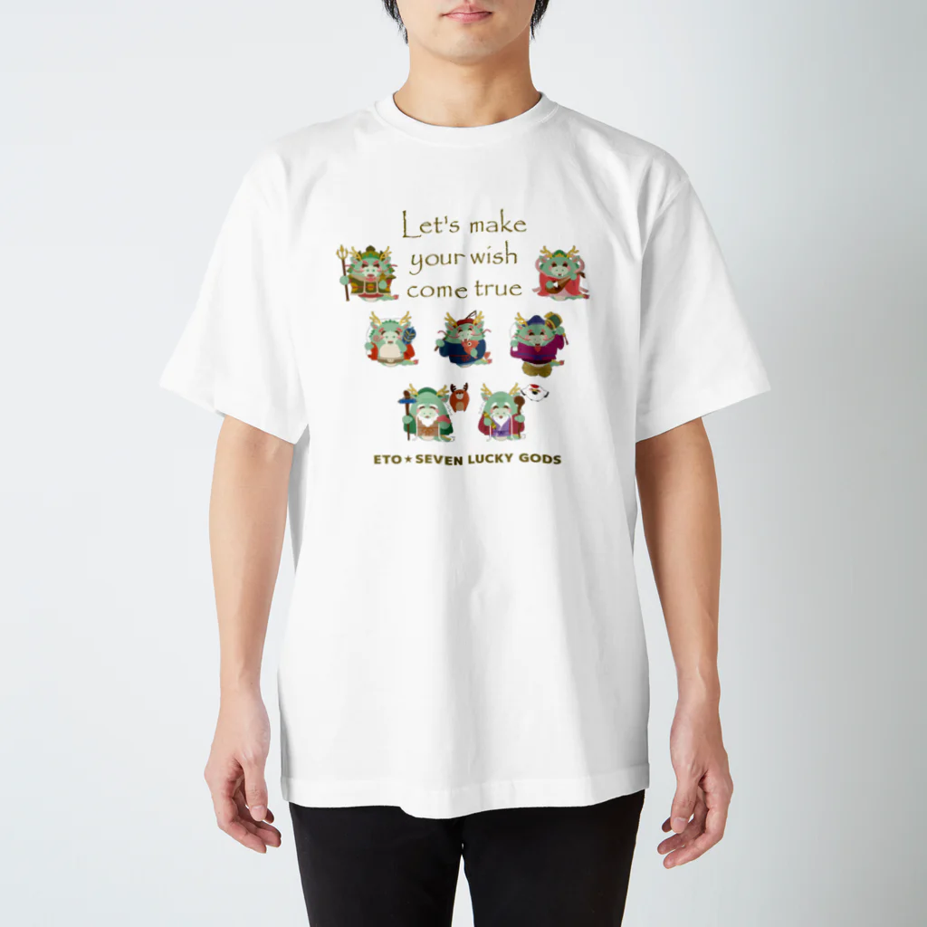 まる工房の干支・七福神まんまる辰 Let's make your wish come turue Regular Fit T-Shirt