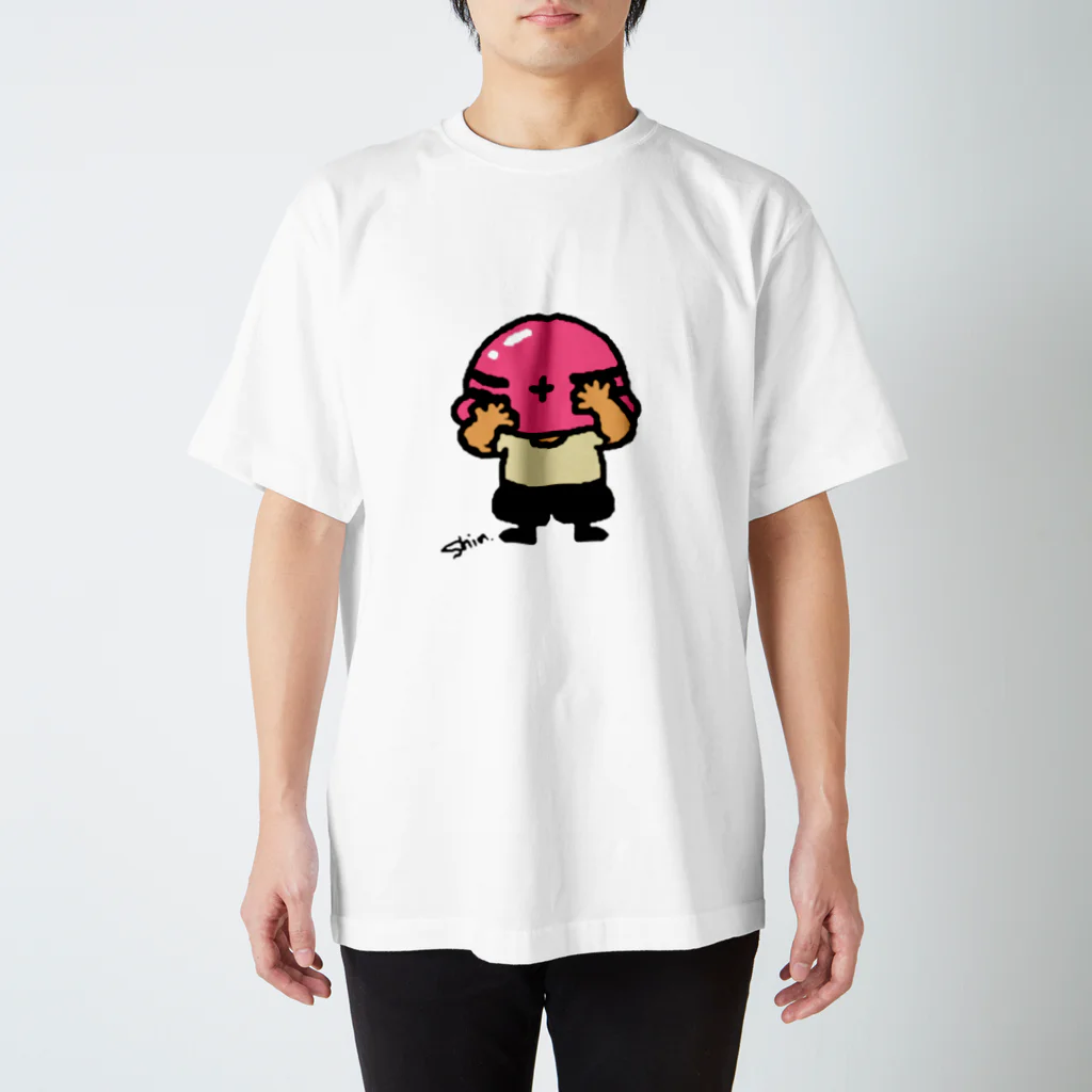 しんゆんぼのへるめっとおじさん　ピンク スタンダードTシャツ