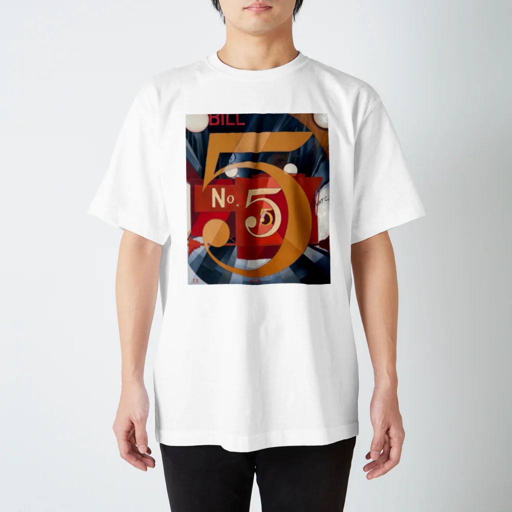 パブリックドメインさんのチャールズ・デムス charles demuth No5 金のNo.5 スタンダードTシャツ