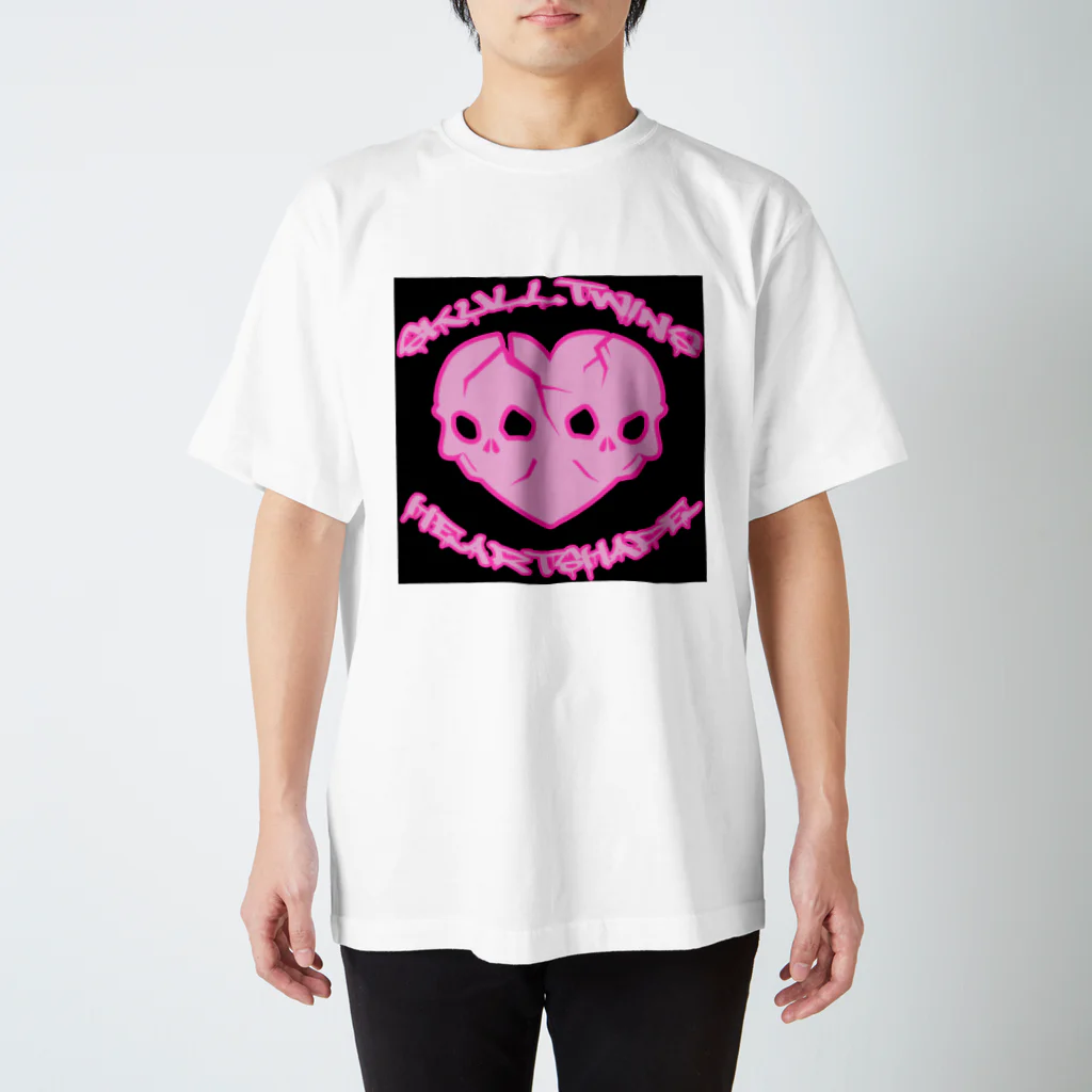 Ａ’ｚｗｏｒｋＳのSKULLTWINS HEARTSHAPE BLK Regular Fit T-Shirt