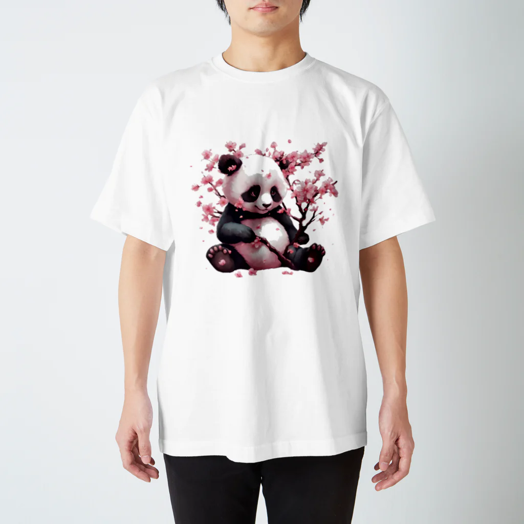 waterpandaのパンダと桜 スタンダードTシャツ