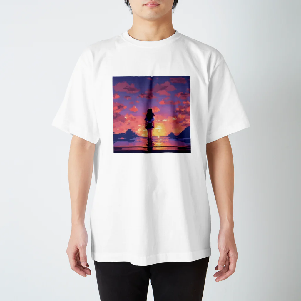 空が好きの夕日女の子② スタンダードTシャツ