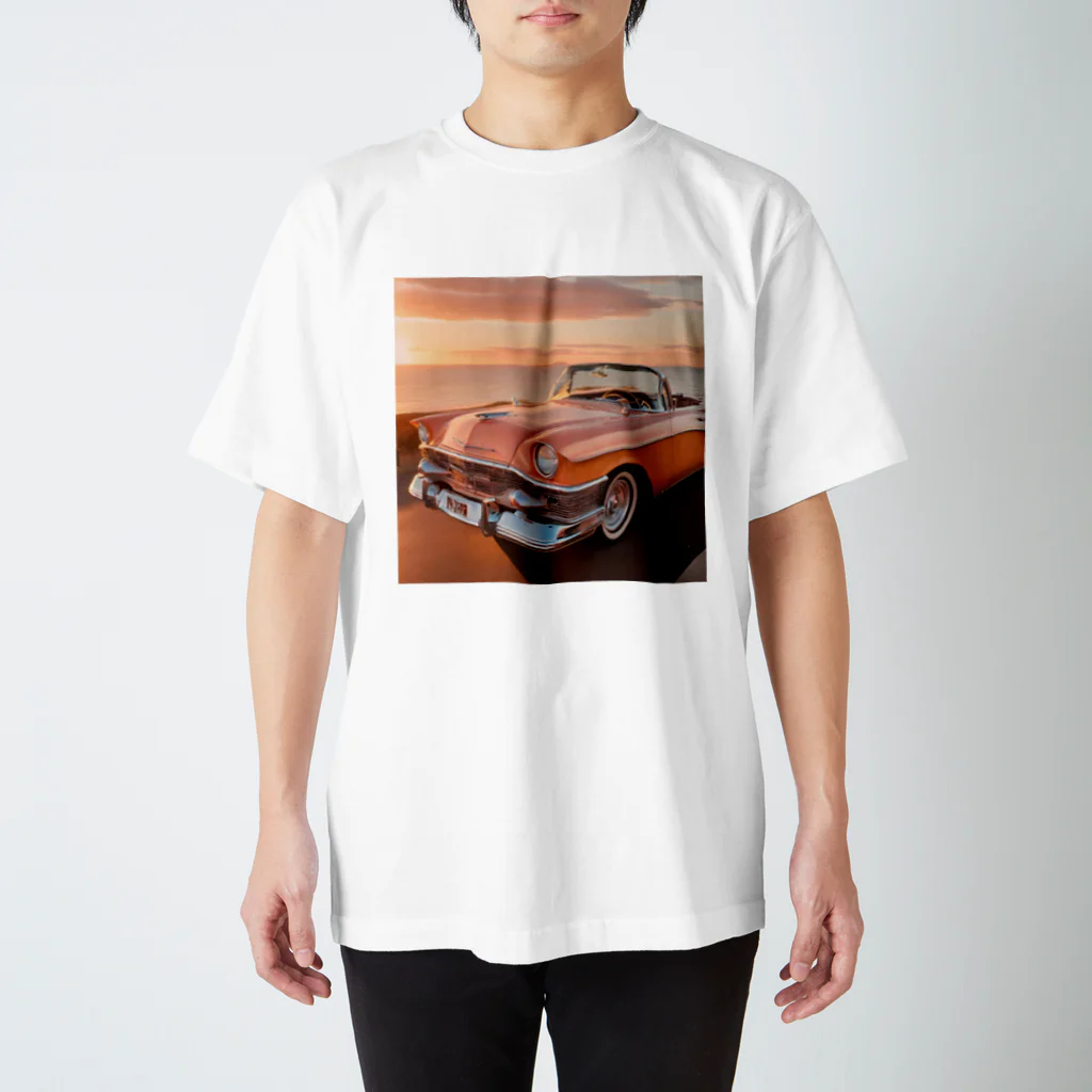 SUNSET TAKEOFFのSUNSET ハワイアンクラシックカー スタンダードTシャツ