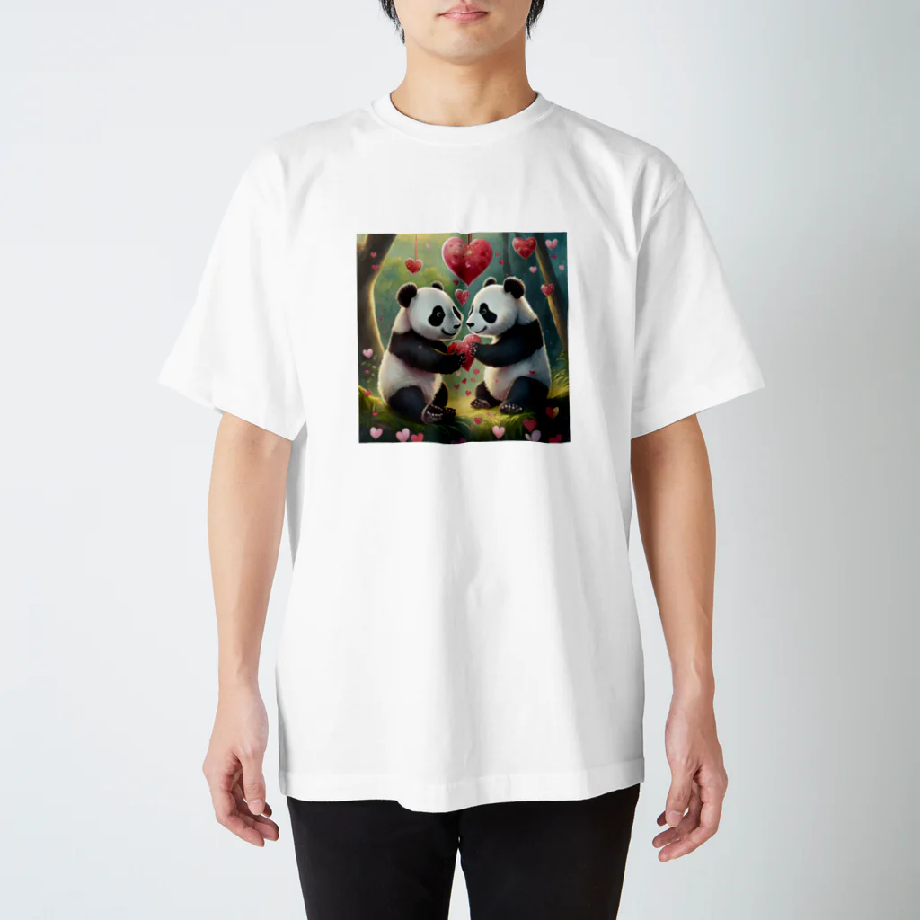 ねこねこねこんのパンダハート スタンダードTシャツ