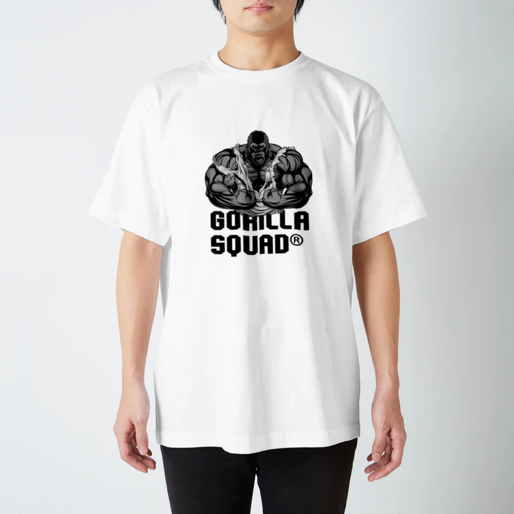 GORILLA SQUAD 公式ノベルティショップのアングリーゴリラビルダー/ロゴ黒 Regular Fit T-Shirt