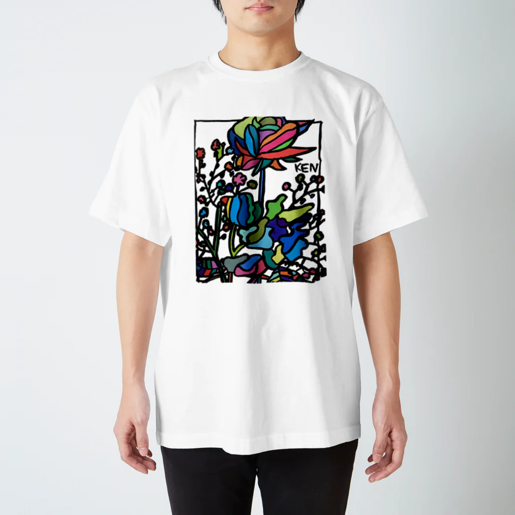 artman galleryのいくたけん『薔薇とカスミ草』 スタンダードTシャツ