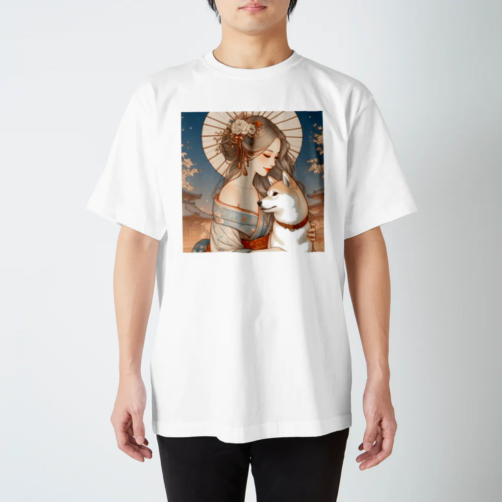 柴とか柴とか柴とか柴犬。の和美人としばいぬ。 スタンダードTシャツ