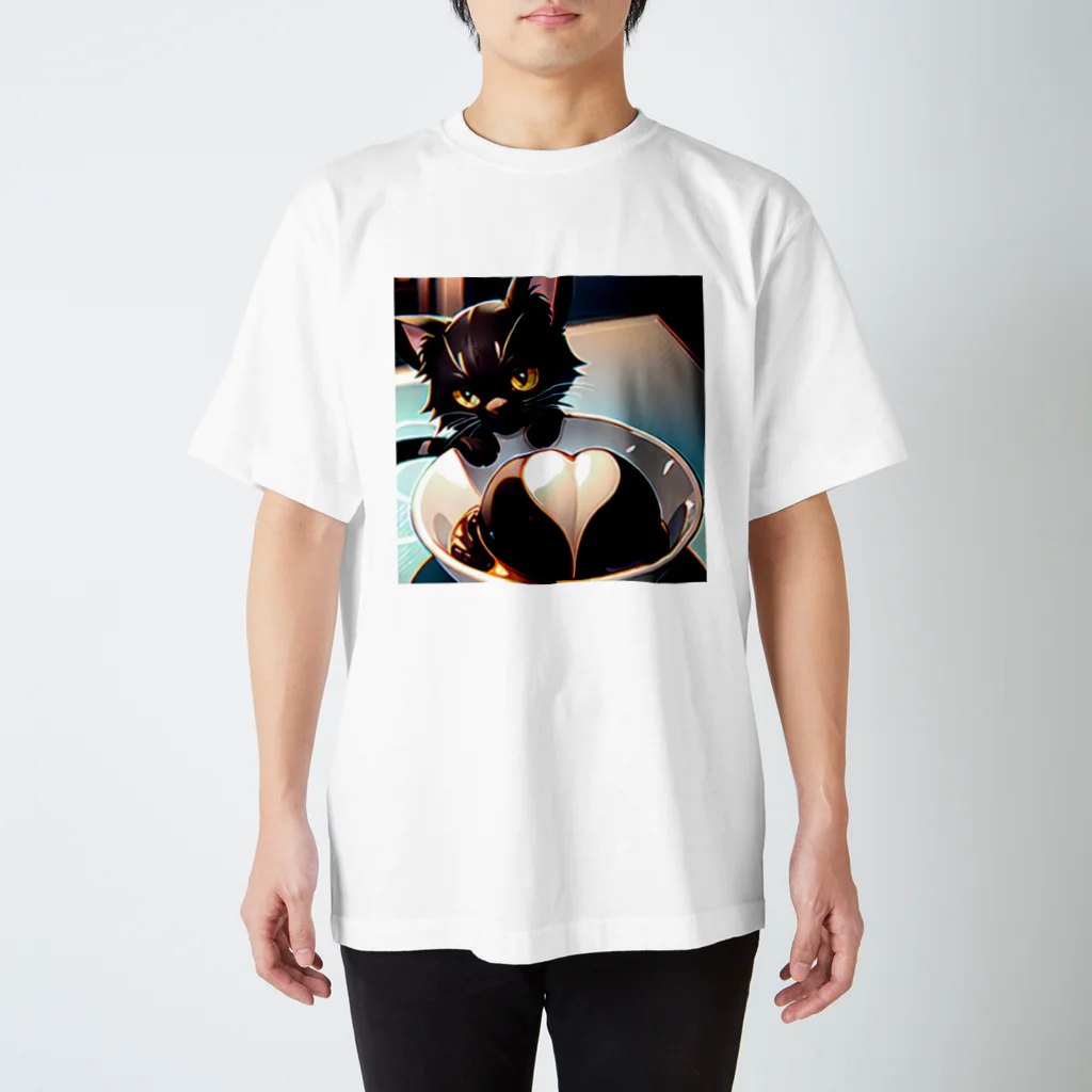 黒猫と珈琲のバレンタインに黒猫のチョコレートボムはいかが？ Regular Fit T-Shirt