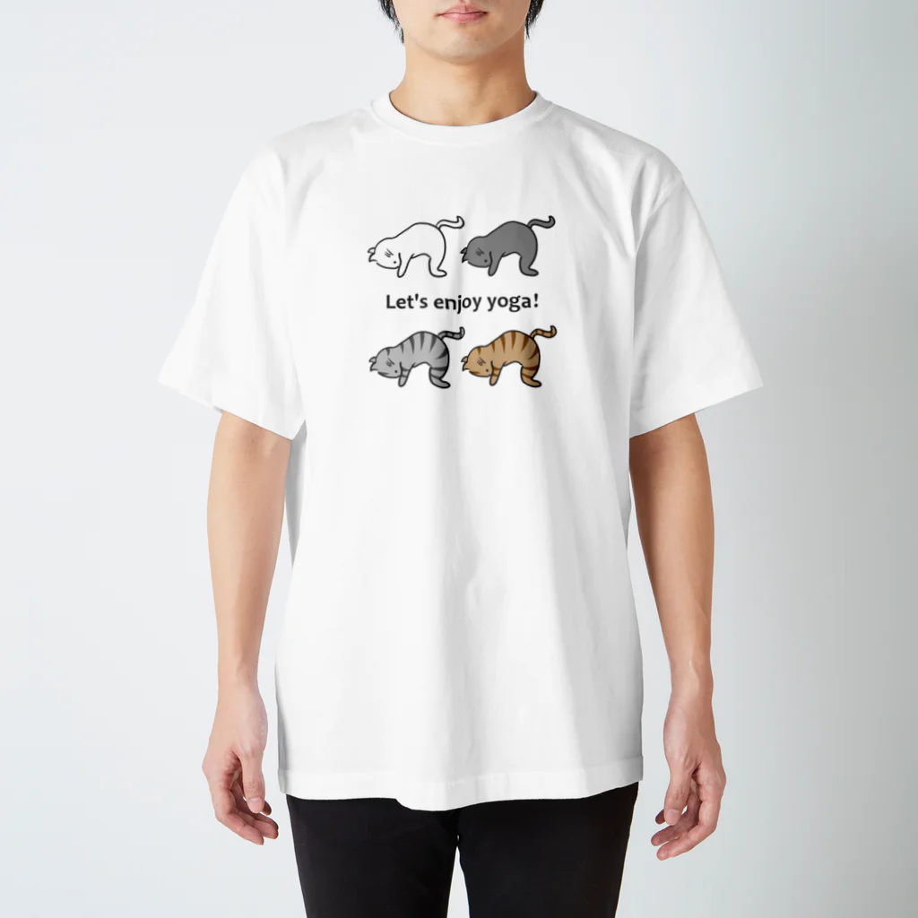 ヨコハマヤのヨガ猫のポーズ1 スタンダードTシャツ