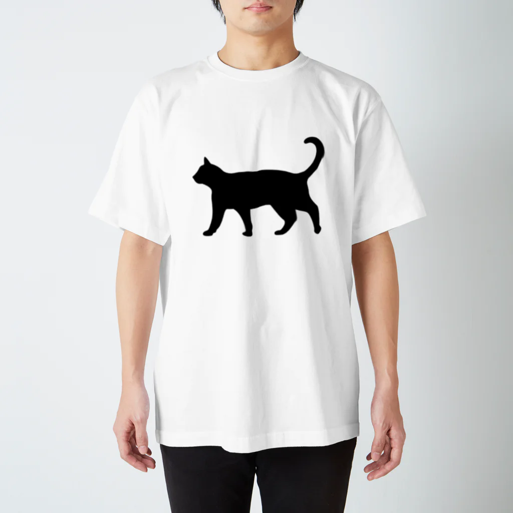 Teatime ティータイムの黒猫は見ていた　ねこ スタンダードTシャツ