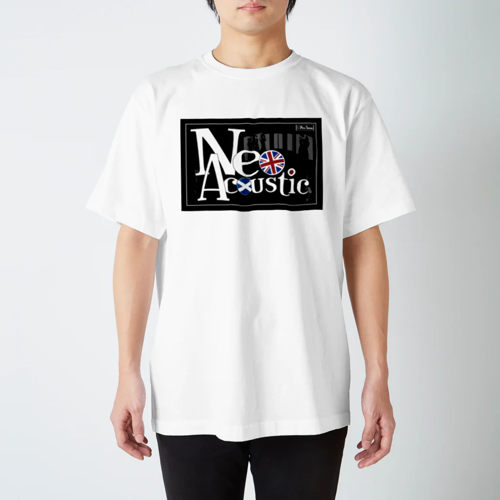 PHSG SOUND 音楽とアートのネオアコ フレームロゴ ブラック スタンダードTシャツ