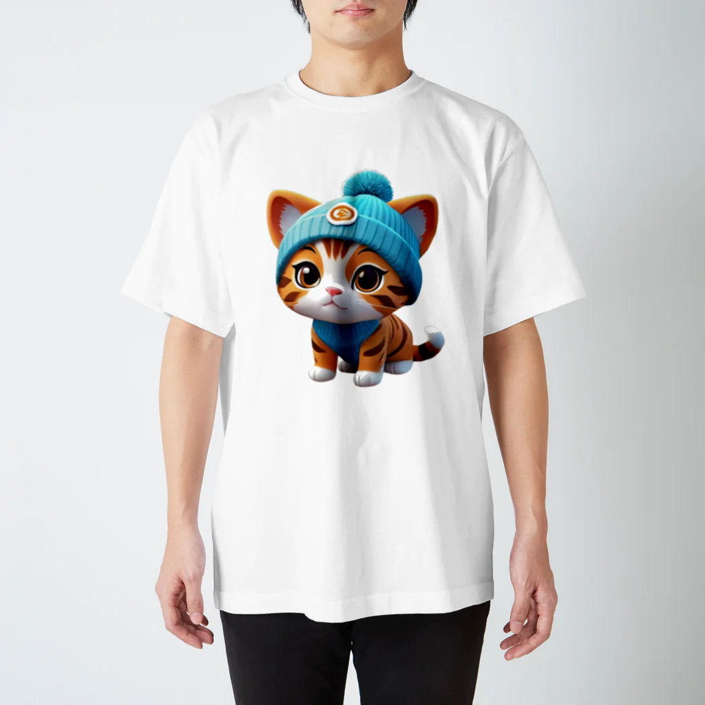 〜たけしゃんのお店〜のベンガルキャットとニット帽③ スタンダードTシャツ