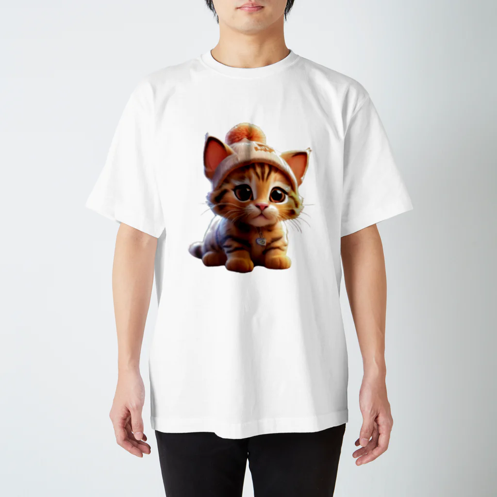 〜たけしゃんのお店〜のベンガルキャットとニット帽⑤ スタンダードTシャツ