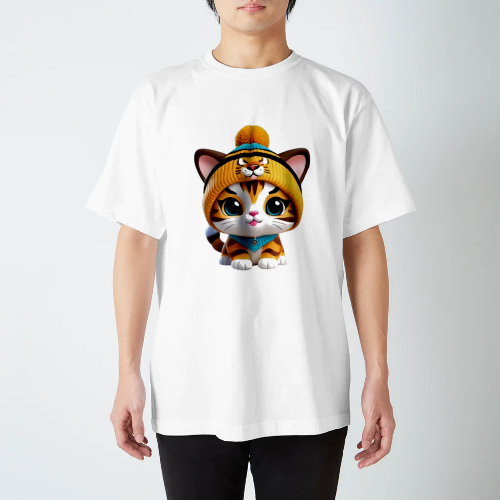 〜たけしゃんのお店〜のベンガルキャットとニット帽⑦ スタンダードTシャツ