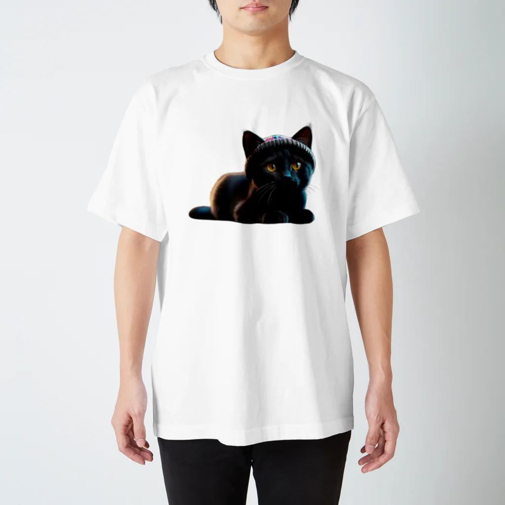 〜たけしゃんのお店〜の黒猫とニット帽③ スタンダードTシャツ