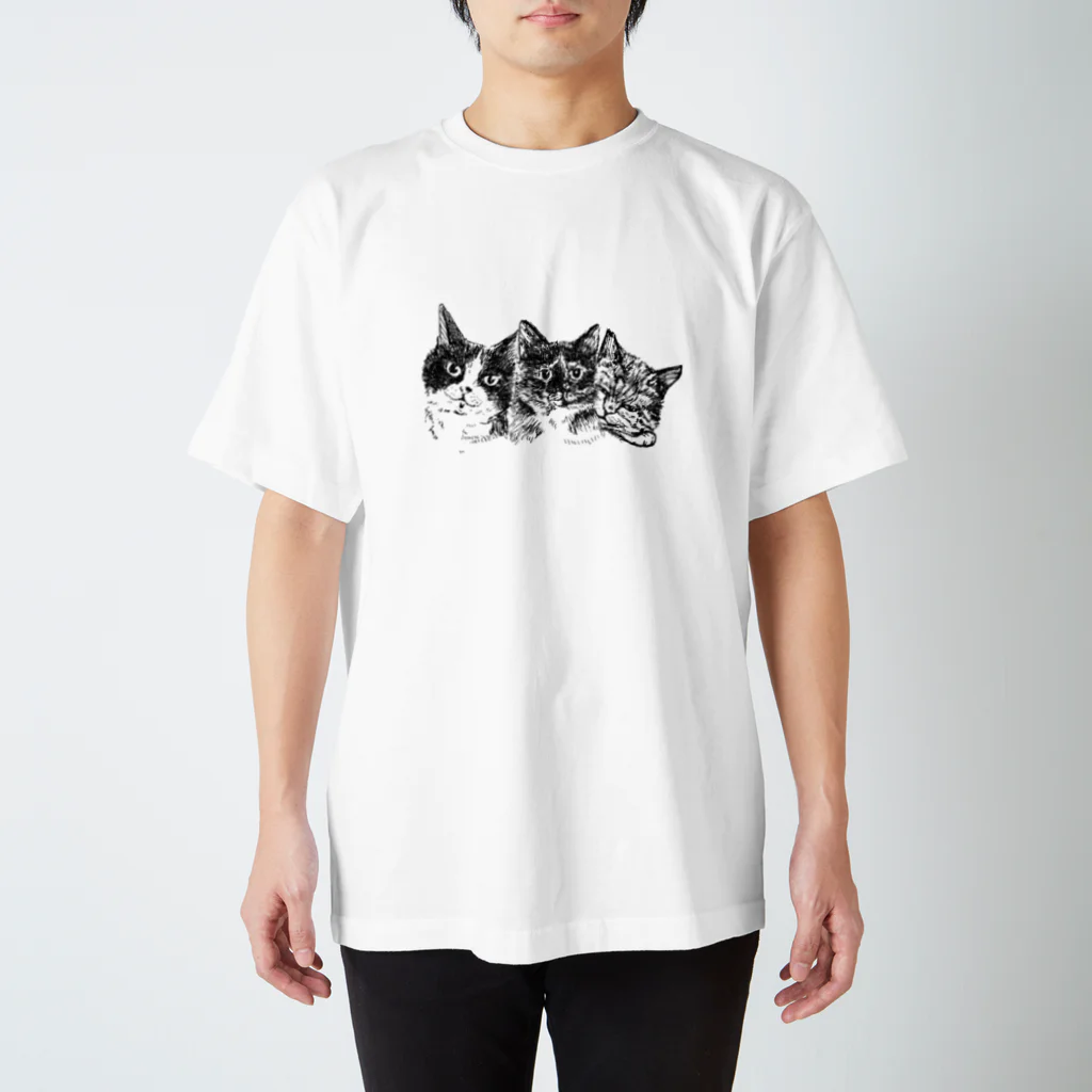 サビネコよもぎの仲良し３匹 Regular Fit T-Shirt