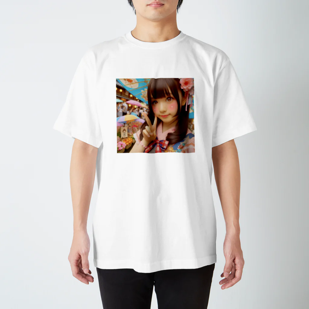 homarengeの和傘の女の子 スタンダードTシャツ