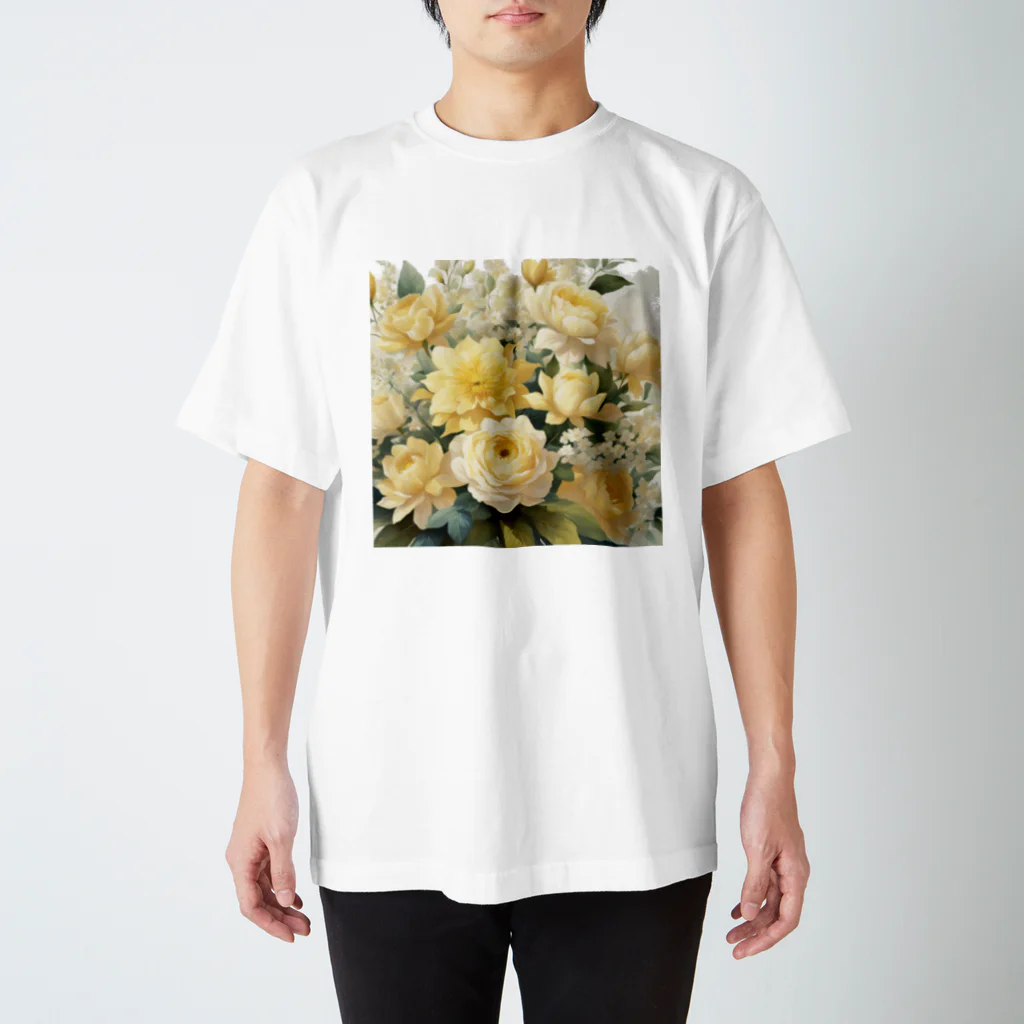 okierazaのペールイエローテーマの花束 スタンダードTシャツ