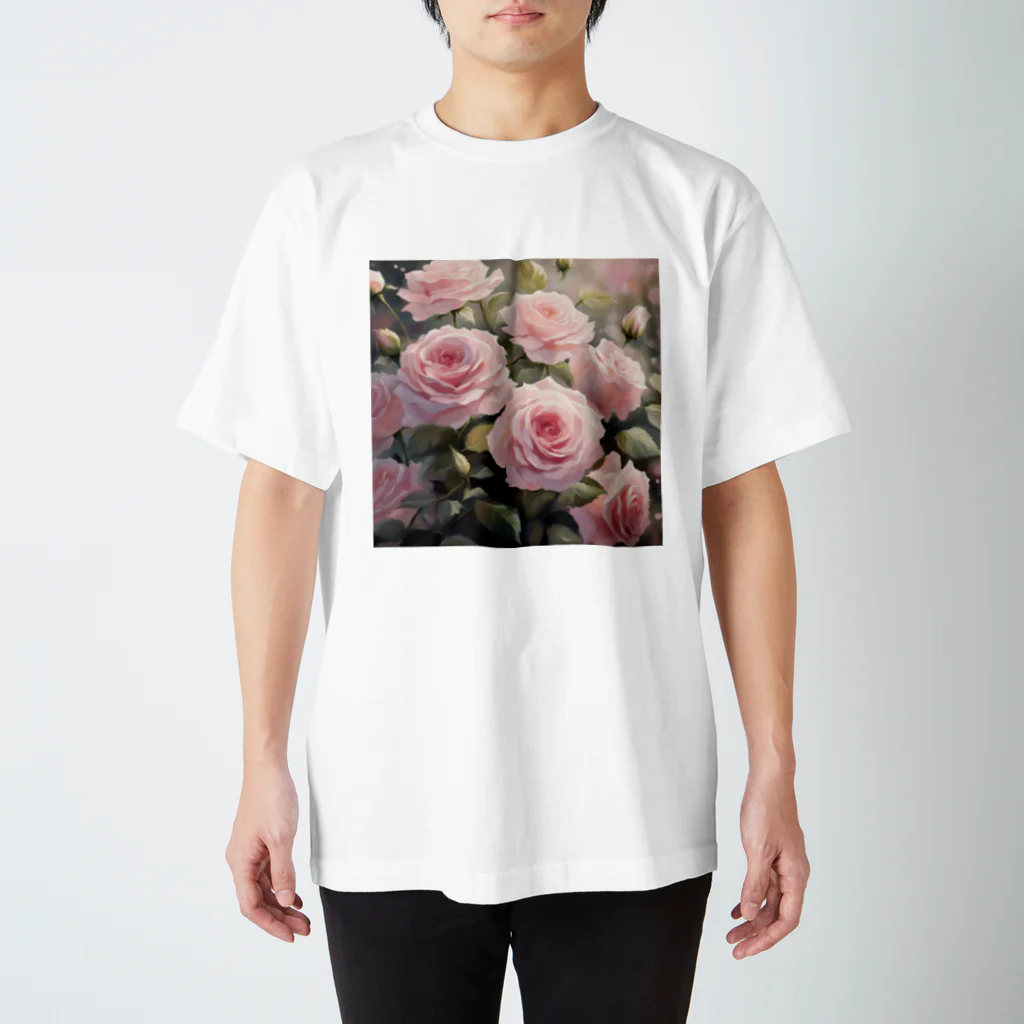 okierazaのペールピンクのバラの花束 スタンダードTシャツ