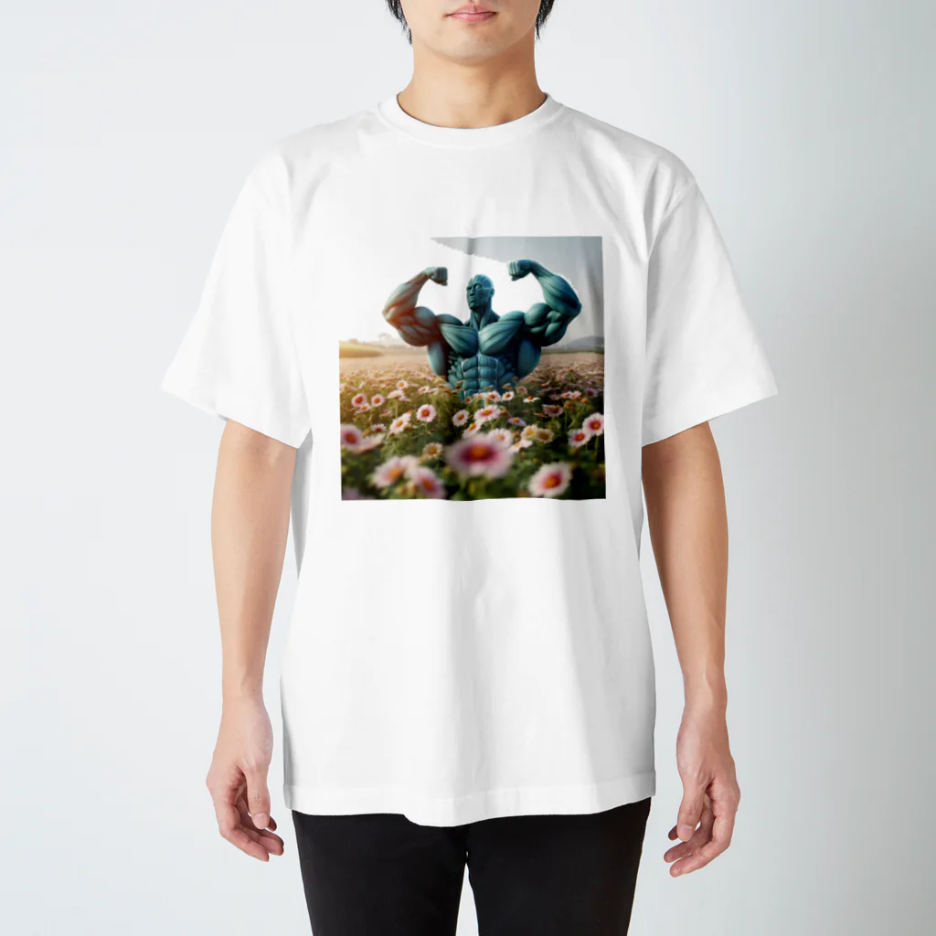 KEDAMA_Designsの花畑にマッチョ スタンダードTシャツ