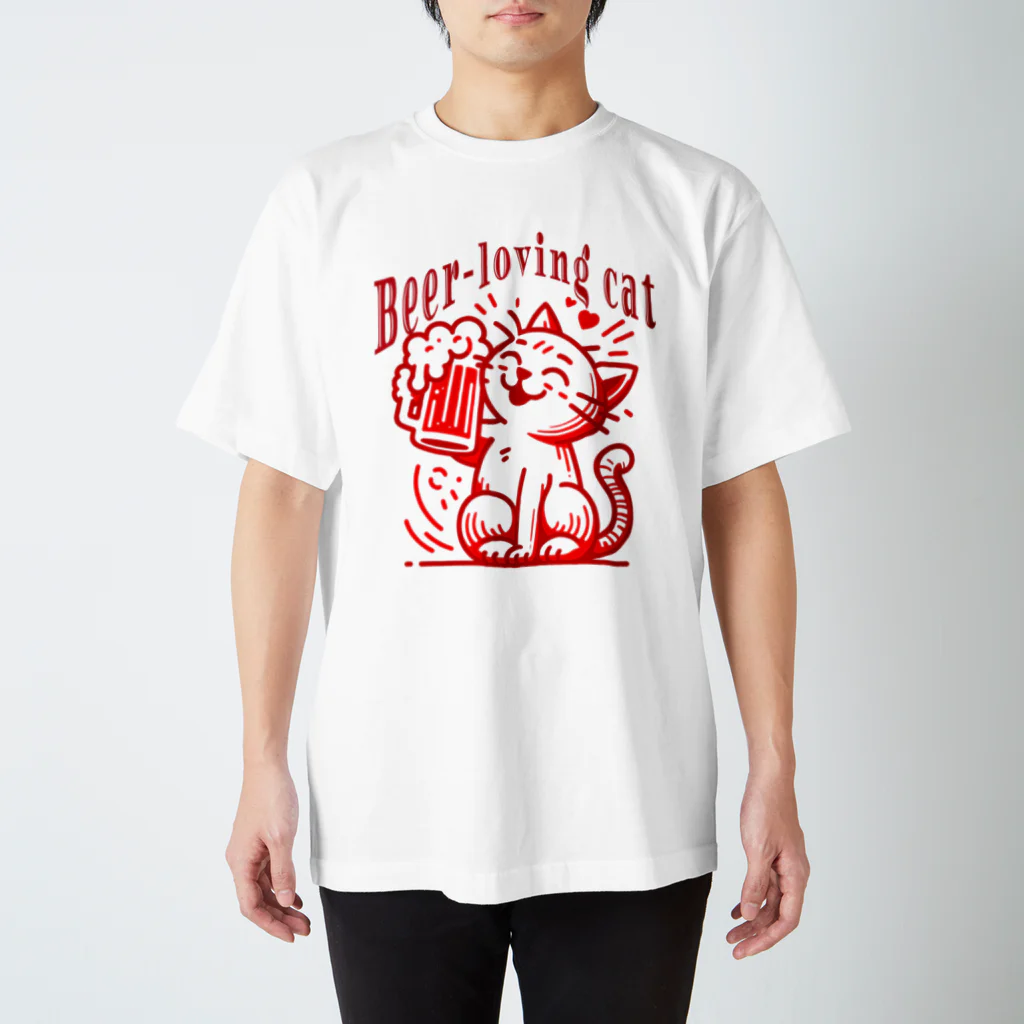 LOVE_BEERのビール大好き猫ちゃん（ビアネコ） Regular Fit T-Shirt