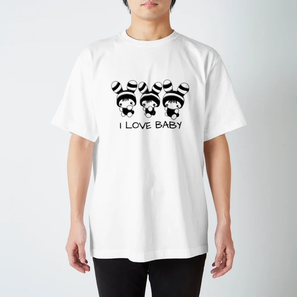 Handmade Na-Myuのシマシマうさ耳帽子ベビーちゃん's／BLACK×WHITE Regular Fit T-Shirt